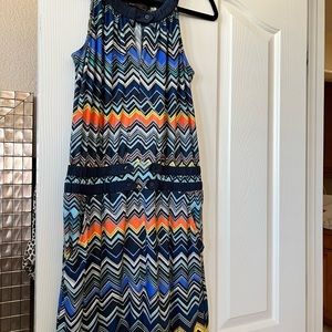 BCBG Maxazria, multi colors dress. wrinkles free, machine washable.